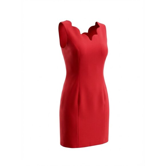 Talbots Dresses & Skirts - Talbots Scalloped Neck Sleeveless Sheath Dress Size 12 Hot Pink 36" Long‎